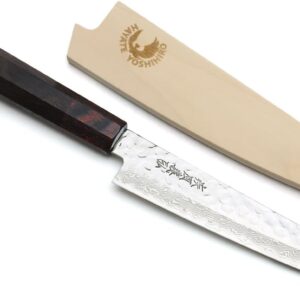 Yoshihiro 46 Layers VG10 Hammered Damascus Petty Japanese Utility Knife Rosewood Handle (6″(150mm))