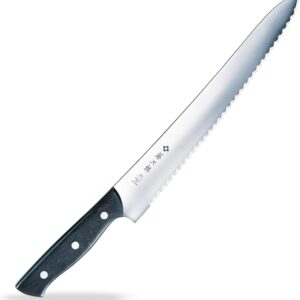 TOJIRO JAPAN Hand Made Chef Bread Knife Slicer Cutter, 10.6″ Blade – Reinforced Laminated Material