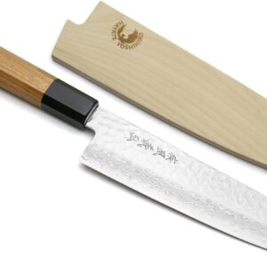 Yoshihiro VG10 46 Layers Hammered Damascus Santoku Japanese Multipurpose Chef Knife (Ambrosia Handle)