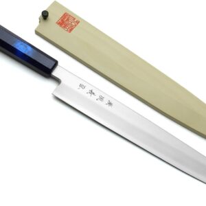 Yoshihiro Inox Stainless Steel Yanagi Sushi Sashimi Japanese Chef Knife with Saya Cover (11.8» (300mm))