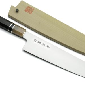 Yoshihiro HAP40 High Speed Stainless Steel Kiritsuke Multipurpose Chefs Knife Triple Ring Ebony Handle (8.25» (210mm))