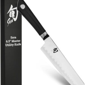 Shun Sora 6.5″ Master Utility Knife, Handcrafted Japanese Kitchen Knife, VG10 Steel Edge and 420J Stainless Steel Blade, Balanced Handle, Precision and Sharpness for Professional and Home Chefs