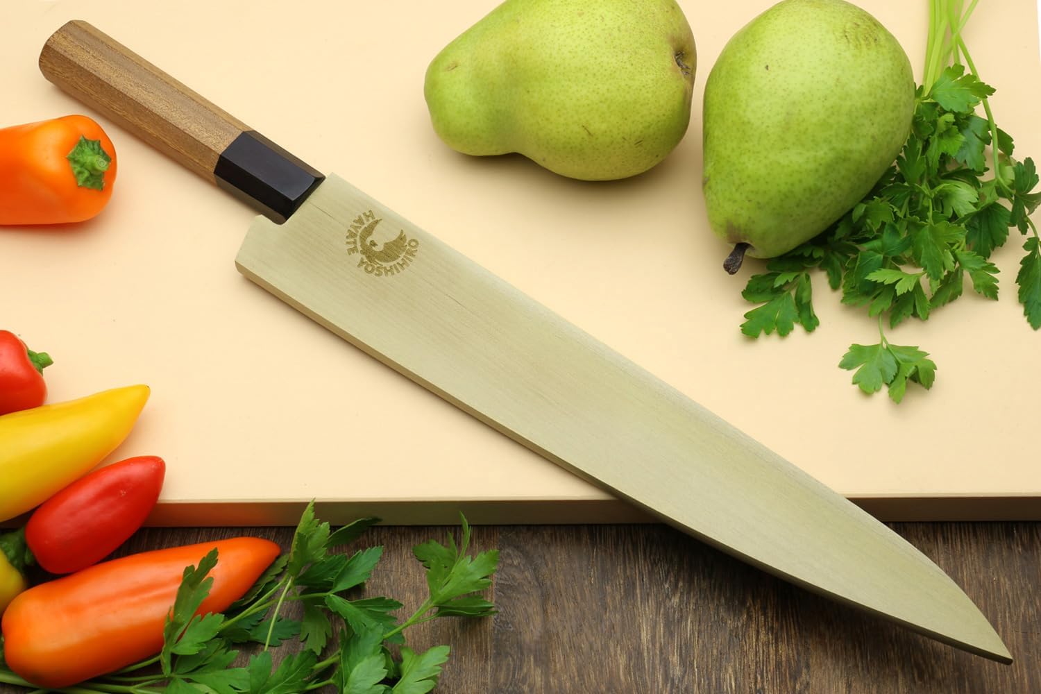 Yoshihiro VG10 46 Layers Hammered Damascus Sujihiki Japanese Slicer Knife (9.5" (240mm) Ambrosia Handle) - Imagen 8