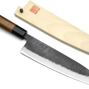 Yoshihiro Japanese High Carbon White Steel #2 Nashiji Gyuto Chefs Knife with Cocobolo Wood Handle (9.5» (240mm))