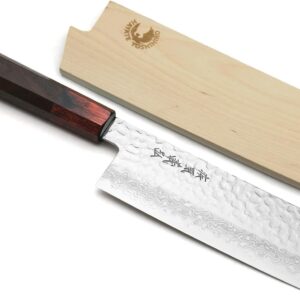 Yoshihiro VG10 46 Layers Hammered Damascus Nakiri Japanese Vegetable Knife (6.5» (165mm) Rosewood Handle)
