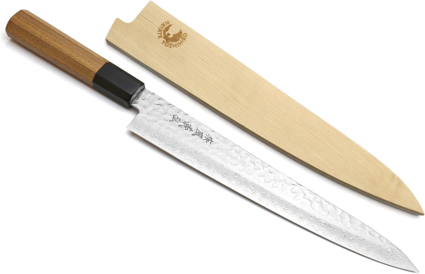 Yoshihiro VG10 46 Layers Hammered Damascus Sujihiki Japanese Slicer Knife (9.5" (240mm) Ambrosia Handle)