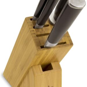 Shun Classic 5 Piece Slimline Block Set, Includes 8″ Chef, 3.5″ Paring & 6″ Utility Knives, Handcrafted Japanese Knife Block Set, Damascus Stainless Steel Cladding, Pakkawood Handle