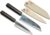 Yoshihiro Kurouchi Black-Forged Blue Steel Stainless Clad Santoku Chefs Knife and Petty Utility Knife 2pc Set Ebony Handle (Santoku 165mm / Petty 135mm & Saya Cover)